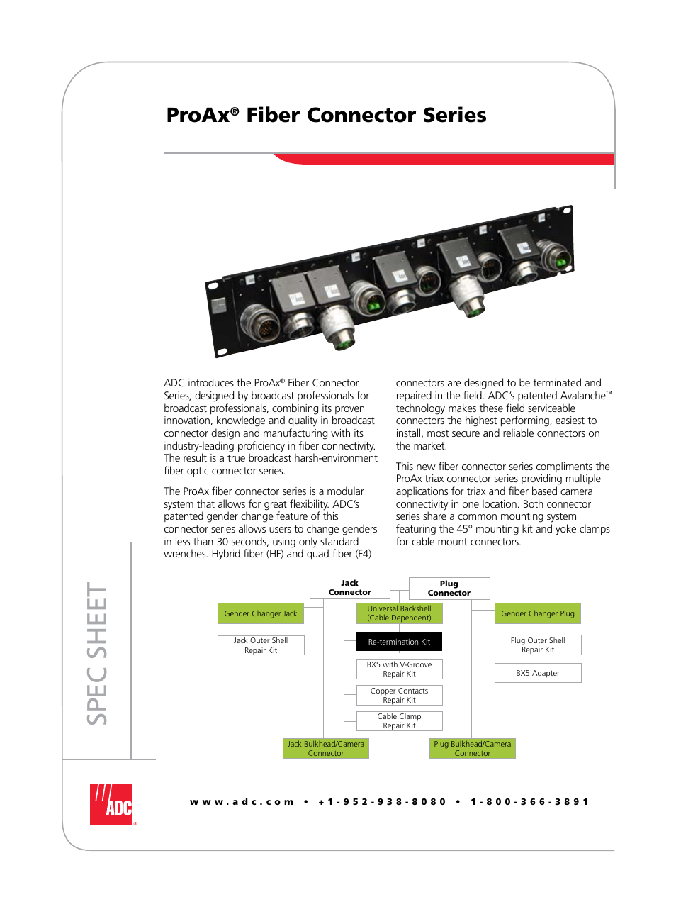 ADC Triaxial Camera Connectors ProAx User Manual | 16 pages