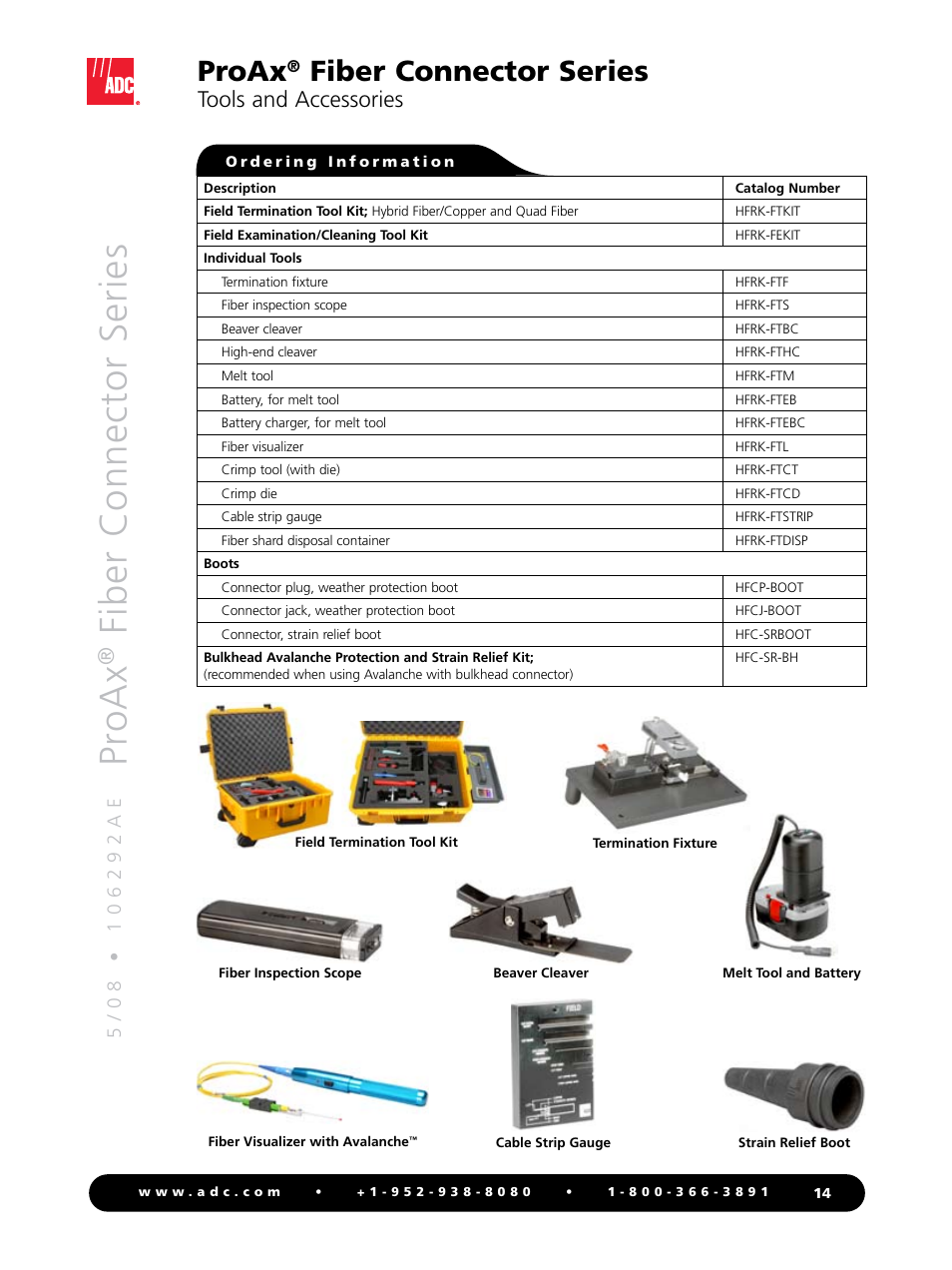 Pr oax, Fiber connector series, Proax | Tools and accessories | ADC Triaxial Camera Connectors ProAx User Manual | Page 14 / 16