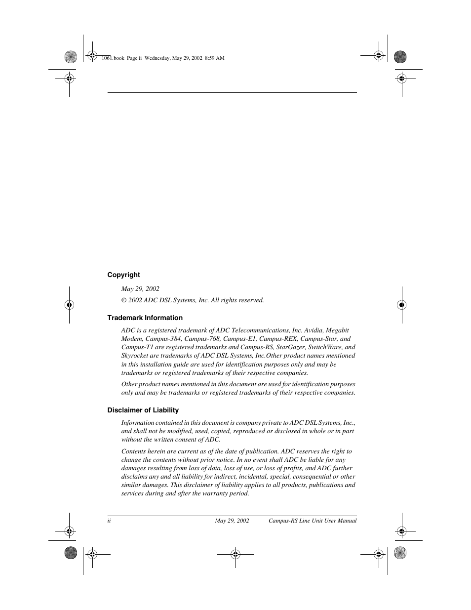 ADC Campus RS Destop Unit User Manual | Page 2 / 32