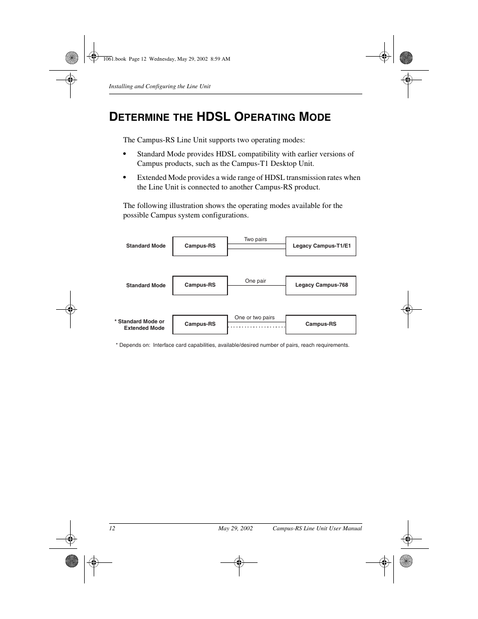 Determine the hdsl operatingmode, Determine the hdsl operating mode, Hdsl o | Etermine, Perating | ADC Campus RS Destop Unit User Manual | Page 20 / 32