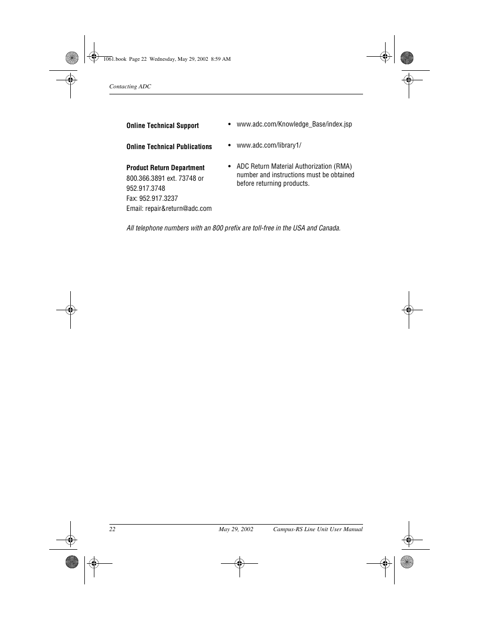 ADC Campus RS Destop Unit User Manual | Page 30 / 32