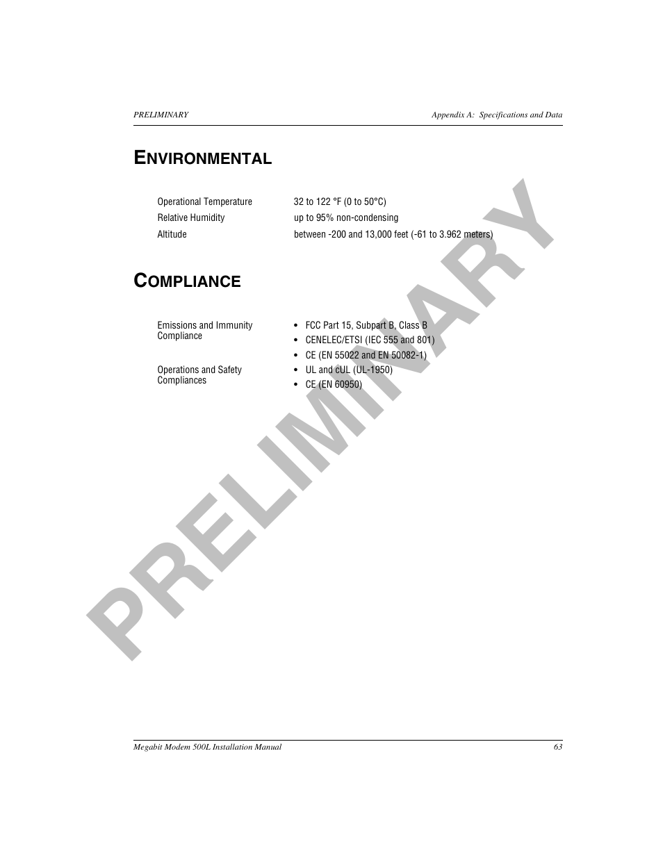 Environmental, Compliance, Pr el im in a ry | ADC 500L User Manual | Page 71 / 98