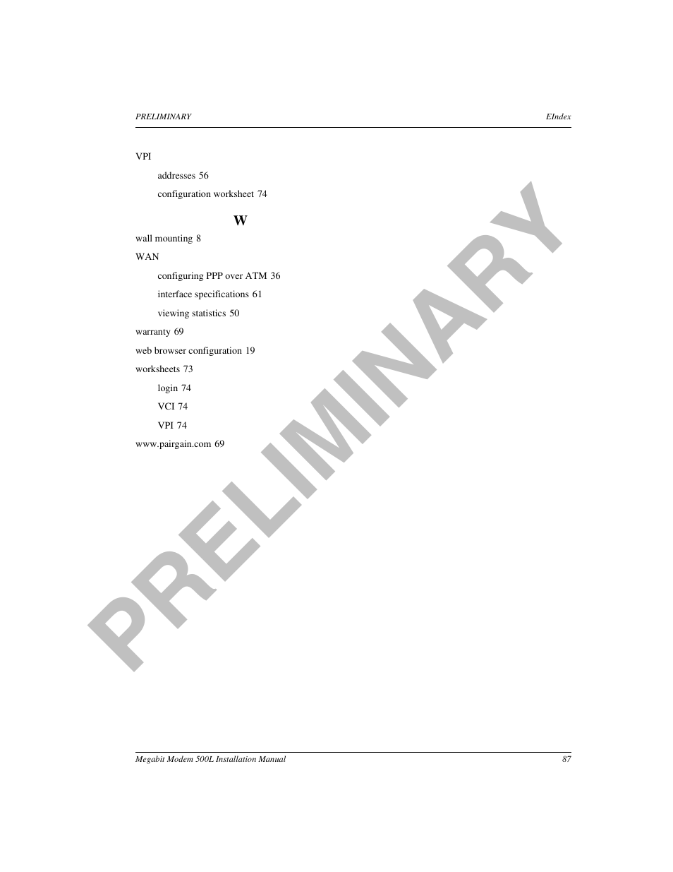Pr el im in a ry | ADC 500L User Manual | Page 95 / 98