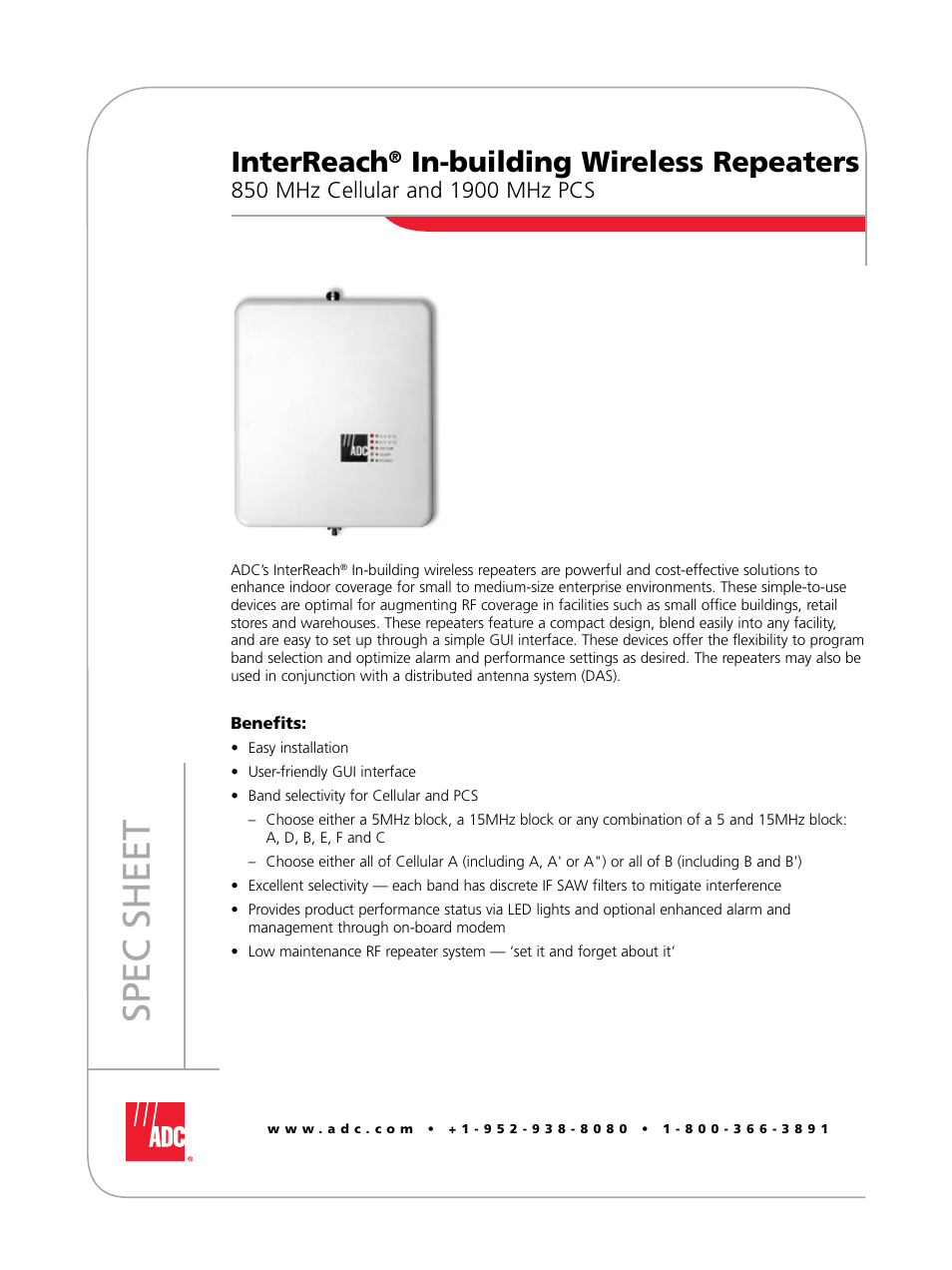 ADC Wireless Repeaters InterReach User Manual | 4 pages