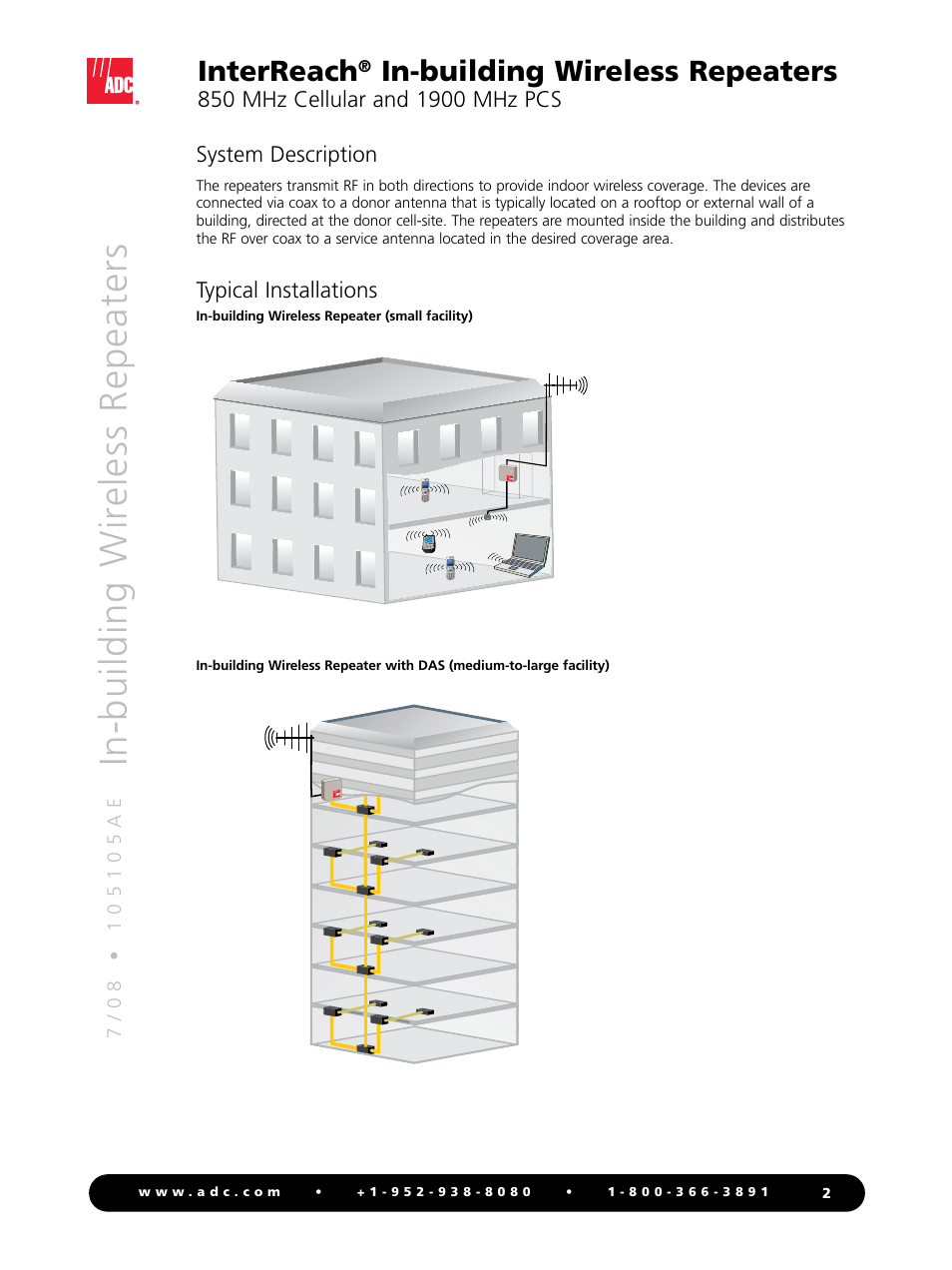 In-building w ir eless repeaters, Interreach, In-building wireless repeaters | ADC Wireless Repeaters InterReach User Manual | Page 2 / 4