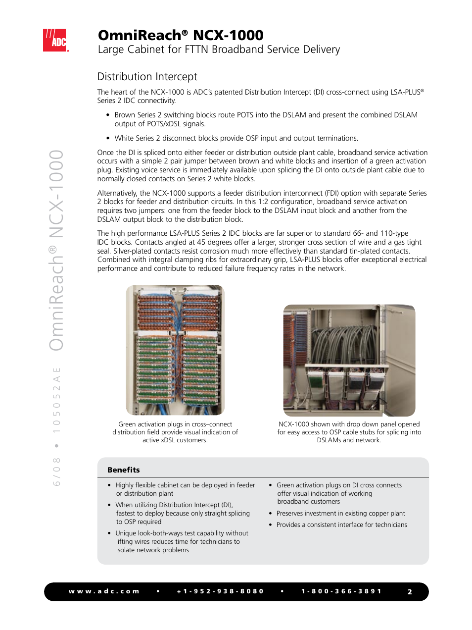 Omnireach, Ncx-1000, Large cabinet for fttn broadband service delivery | Distribution intercept | ADC OmniReach NCX-1000 User Manual | Page 2 / 4