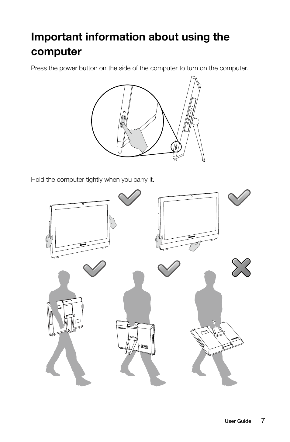 Important information about using the computer | Lenovo S20-00 All-in-One User Manual | Page 12 / 59