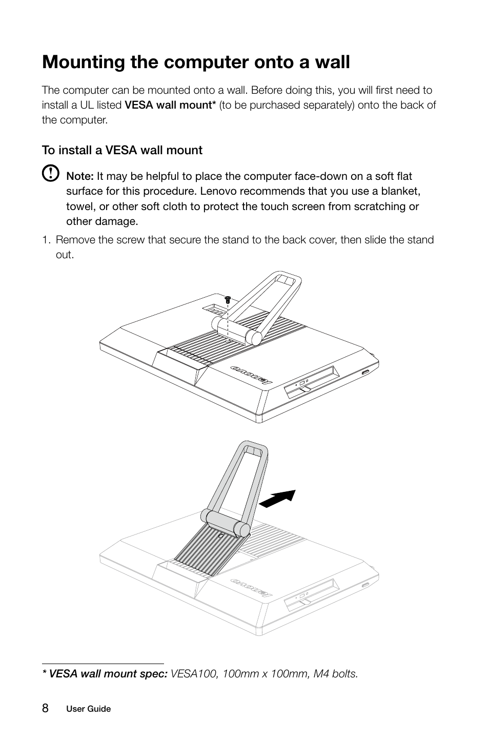 Mounting the computer onto a wall | Lenovo S20-00 All-in-One User Manual | Page 13 / 59