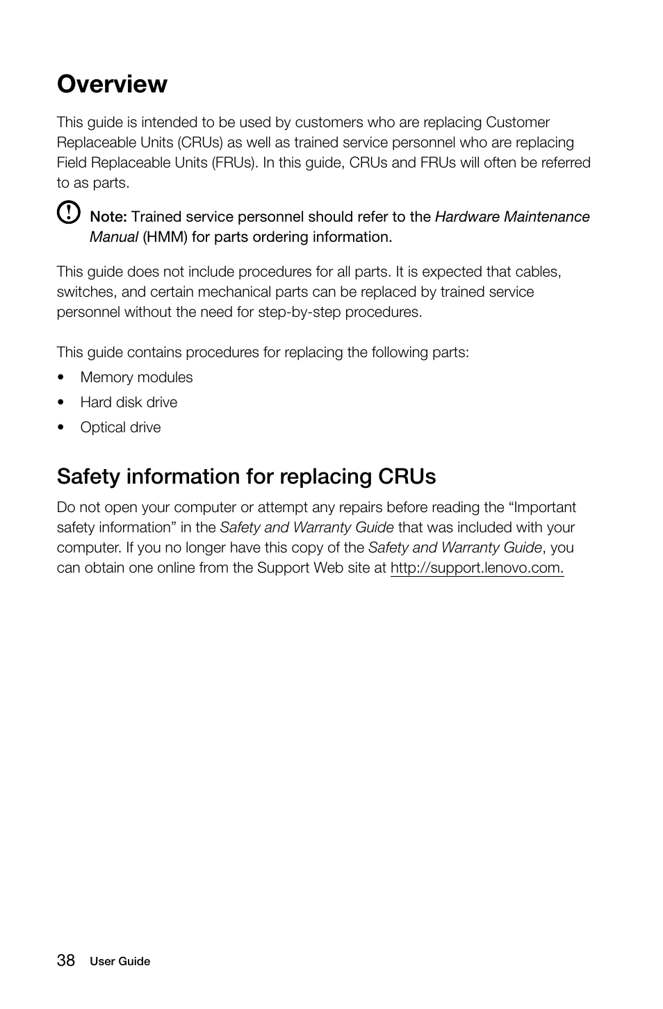 Overview, Safety information for replacing crus | Lenovo S20-00 All-in-One User Manual | Page 43 / 59