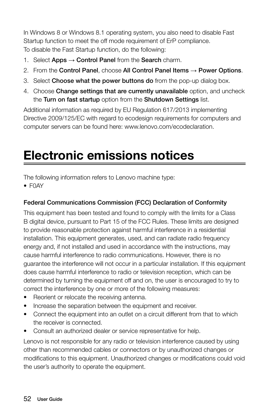 Electronic emissions notices | Lenovo S20-00 All-in-One User Manual | Page 57 / 59