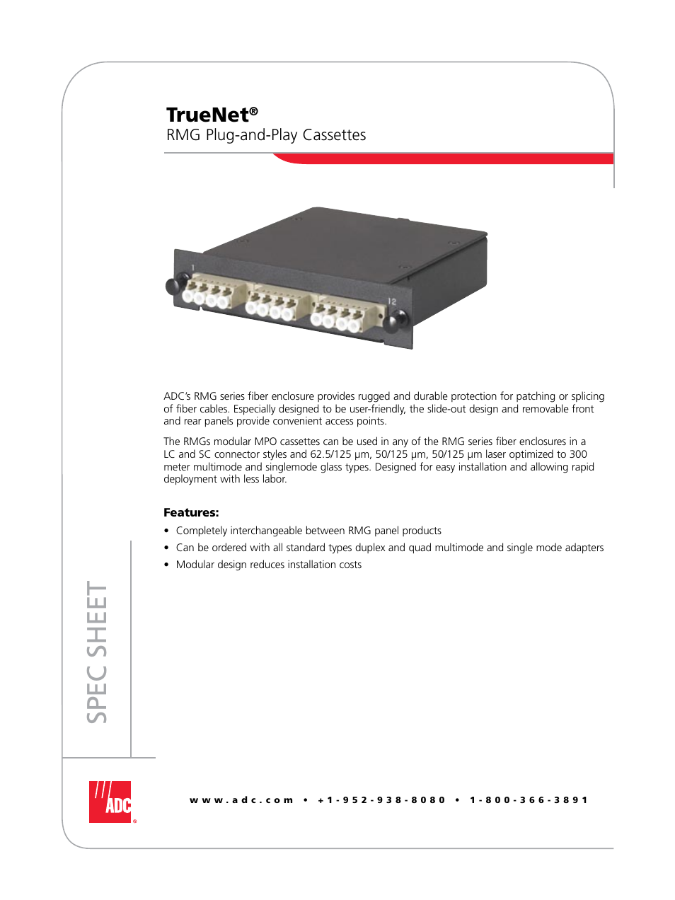 ADC Plug-and-Play Cassettes RMG User Manual | 2 pages