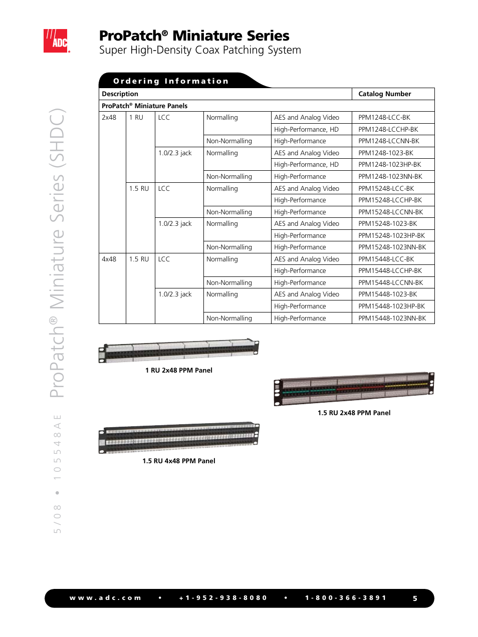 Pr opatch, Miniatur e series (shdc), Propatch | Miniature series, Super high-density coax patching system | ADC ProPatch Miniature Series User Manual | Page 5 / 8