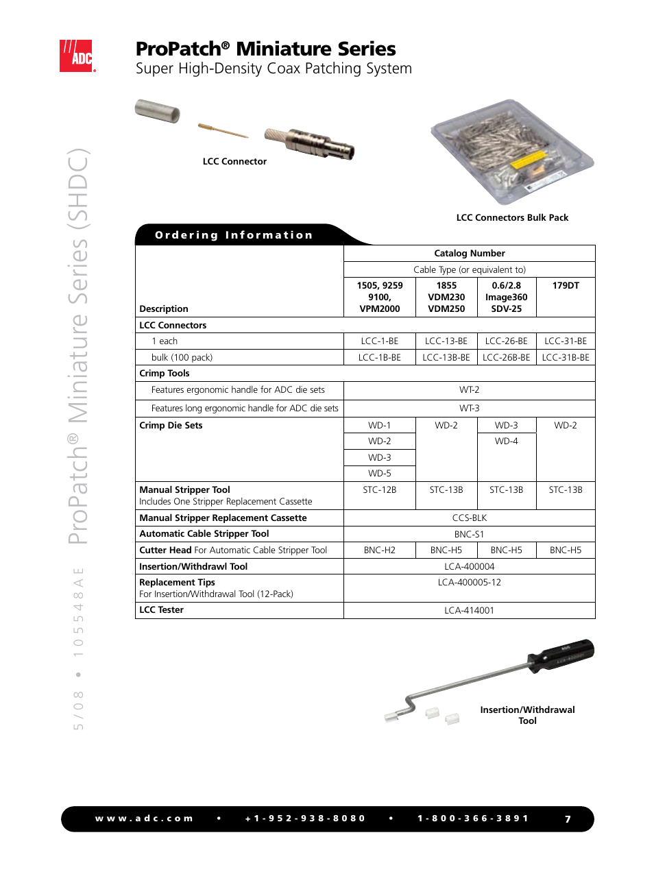 Pr opatch, Miniatur e series (shdc), Propatch | Miniature series, Super high-density coax patching system | ADC ProPatch Miniature Series User Manual | Page 7 / 8