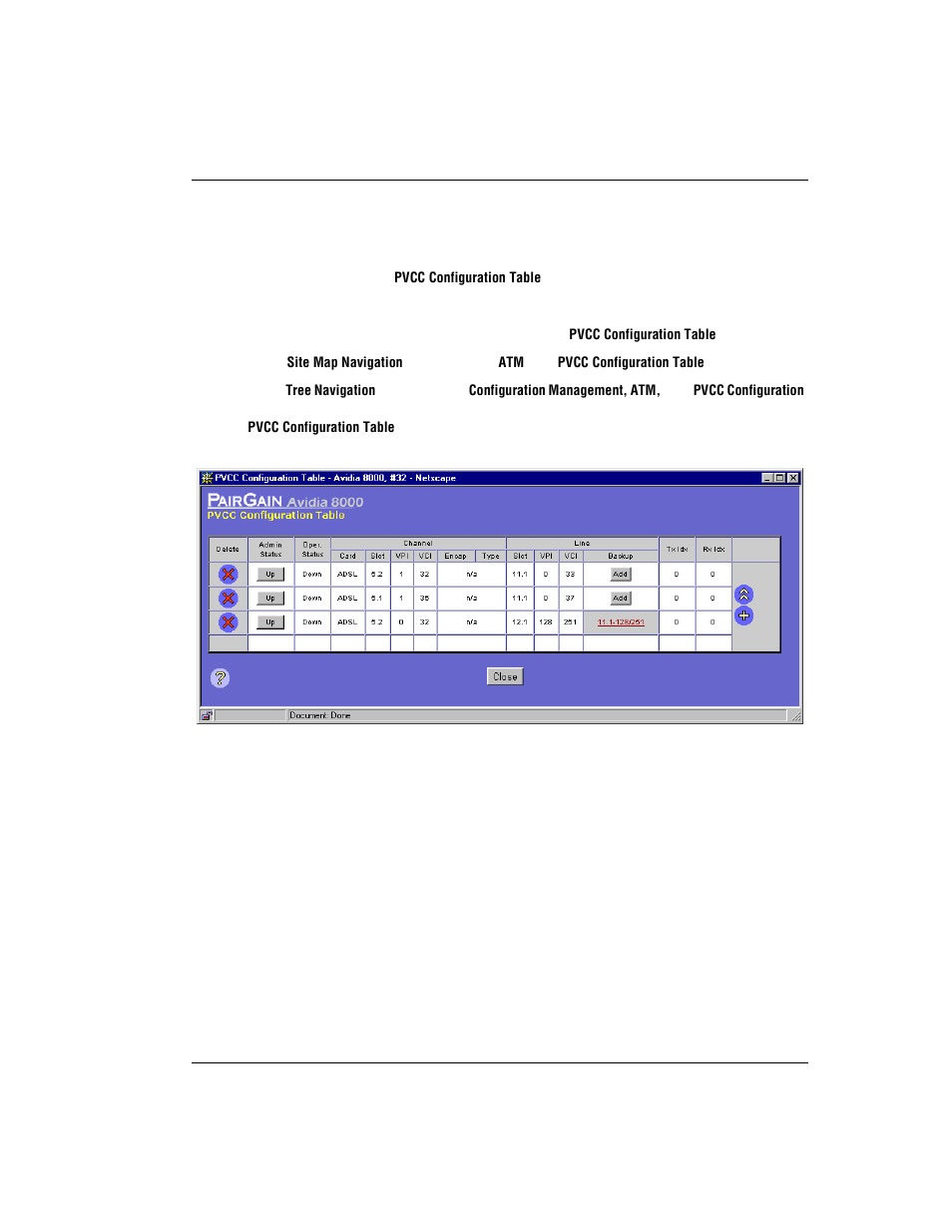 Configuring pvccs, Pvcc, Onfiguring | ADC AVIDIA SWD4573I1 User Manual | Page 469 / 658