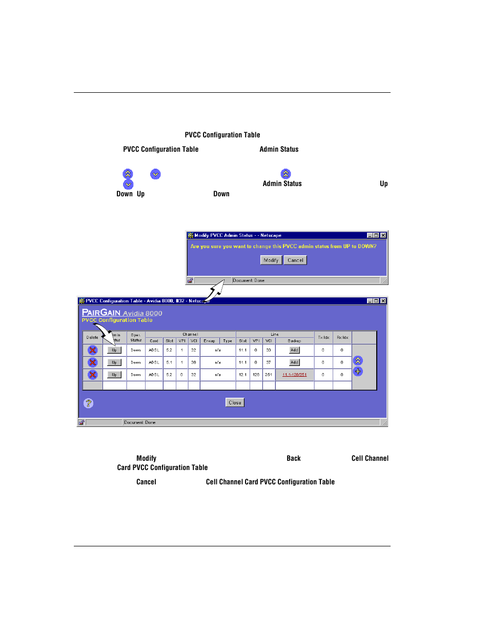 Changing pvcc admin status | ADC AVIDIA SWD4573I1 User Manual | Page 474 / 658