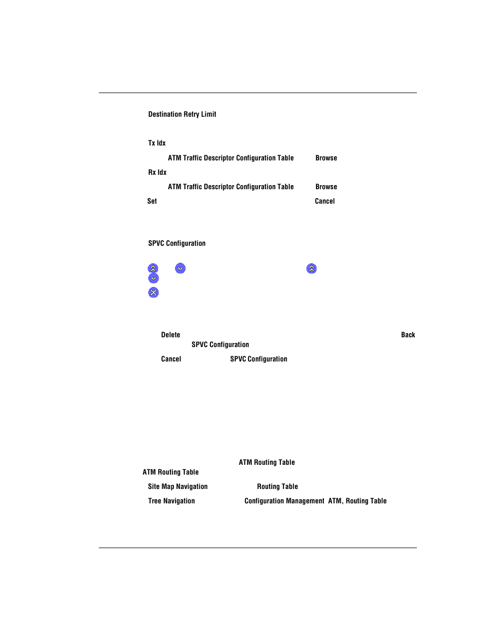 Deleting spvcs, Configuring atm routing, Atm r | Onfiguring, Outing | ADC AVIDIA SWD4573I1 User Manual | Page 483 / 658