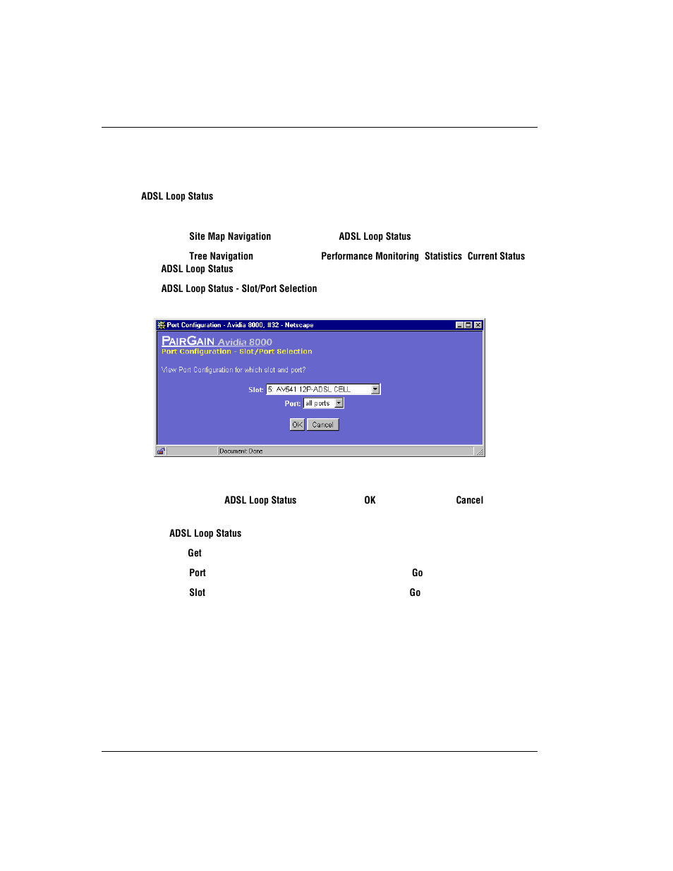 Monitoring adsl status, Adsl s, Onitoring | Tatus | ADC AVIDIA SWD4573I1 User Manual | Page 532 / 658