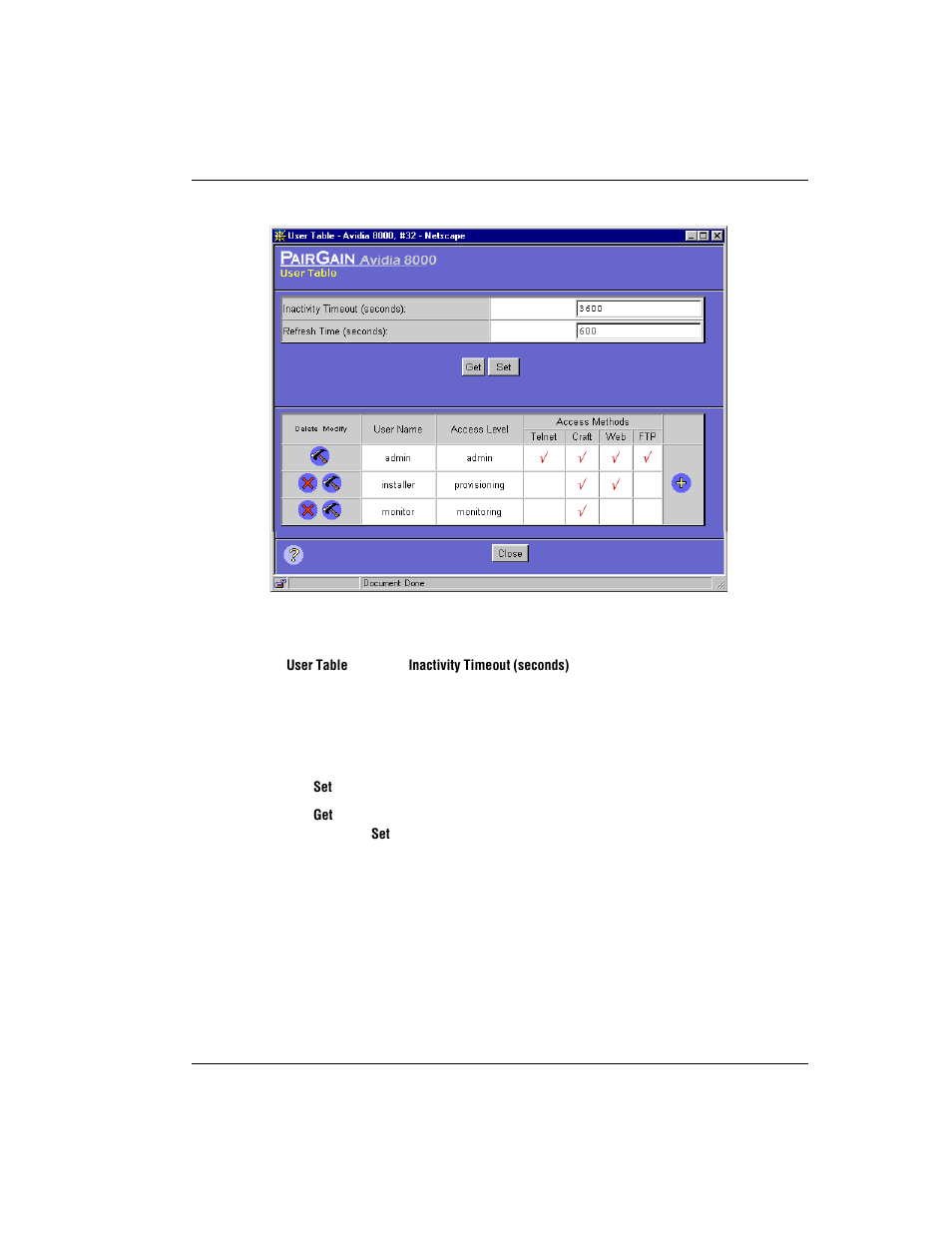 Setting the inactivity timeout | ADC AVIDIA SWD4573I1 User Manual | Page 613 / 658