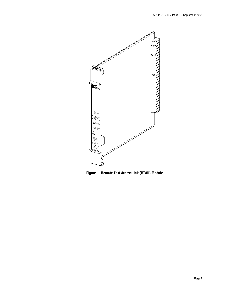 Figure 1. remote test access unit (rtau) module | ADC Soneplex P-61-743 User Manual | Page 5 / 30