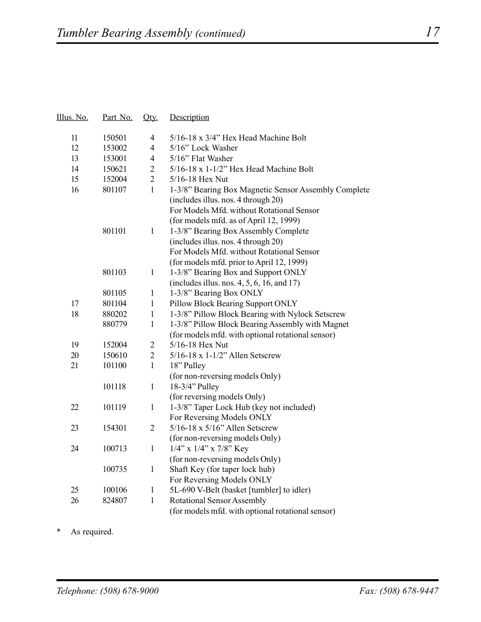 Tumbler bearing assembly, Continued) | ADC ML-75 User Manual | Page 19 / 46