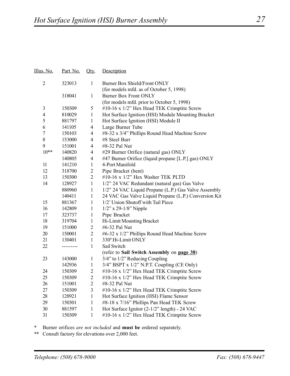 Hot surface ignition (hsi) burner assembly | ADC ML-75 User Manual | Page 29 / 46