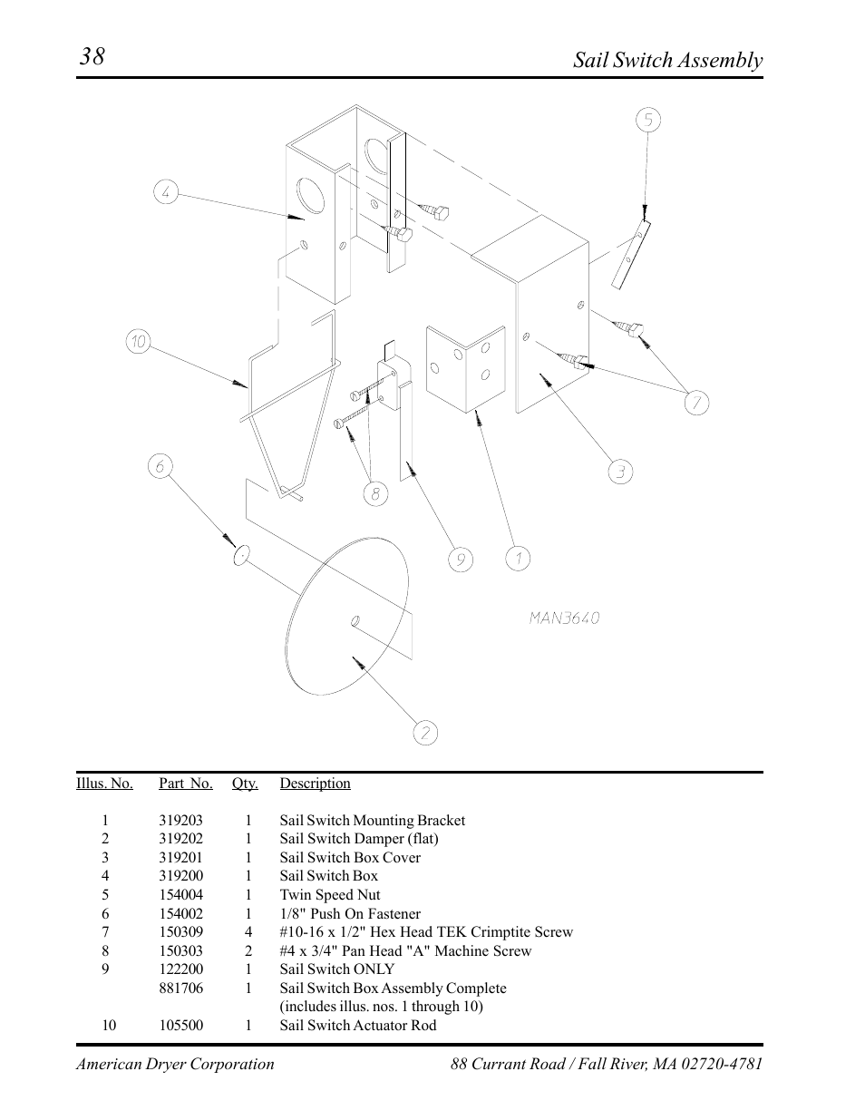 Sail switch assembly | ADC ML-75 User Manual | Page 40 / 46