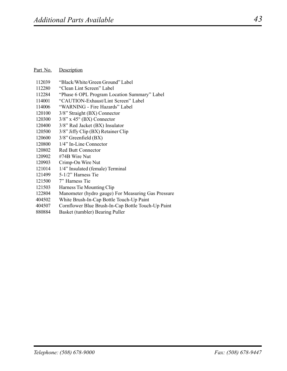 Additional parts available | ADC ML-75 User Manual | Page 45 / 46