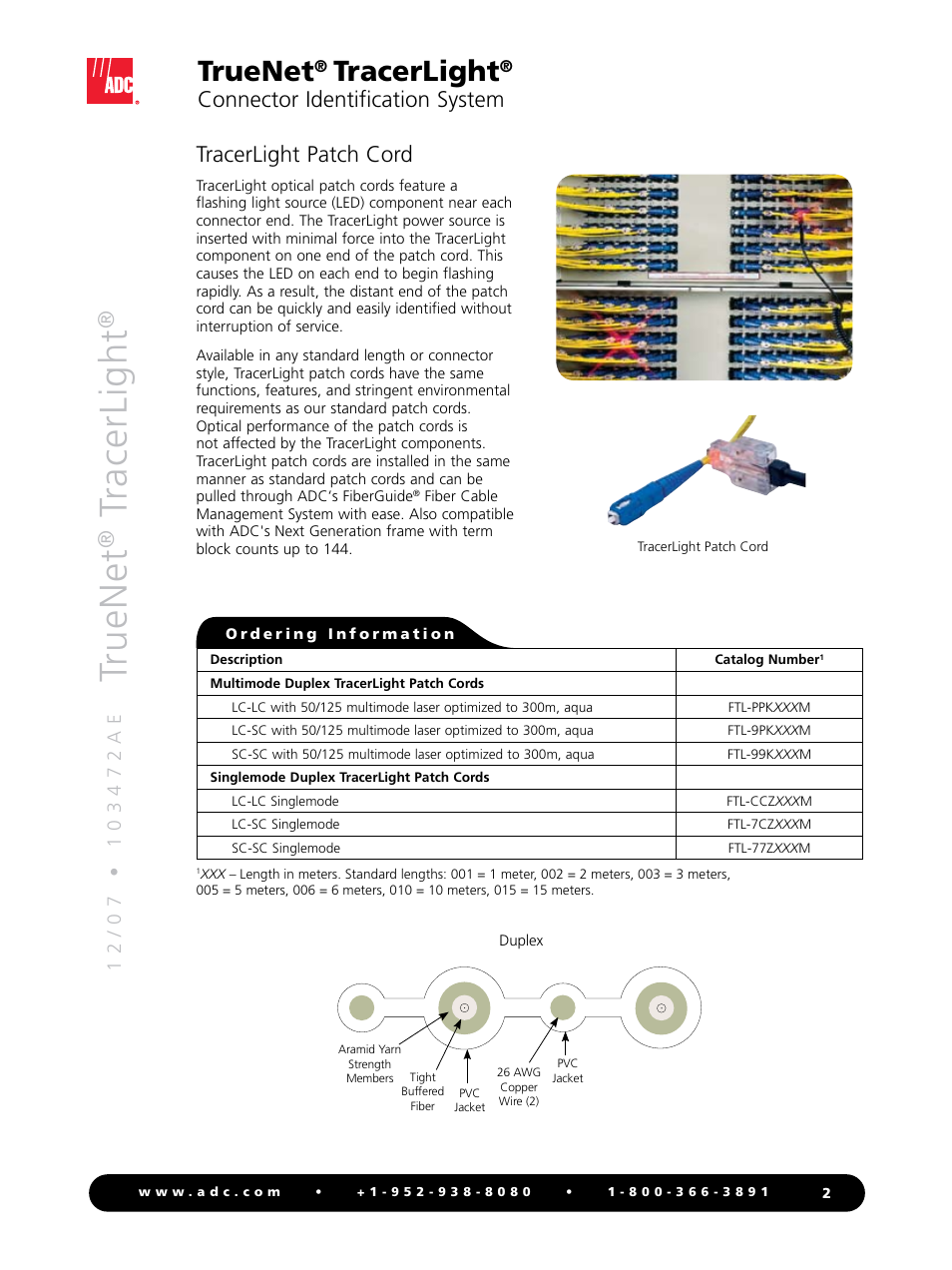 Truenet, Tracerlight, Connector identification system | Tracerlight patch cord | ADC TrueNet TracerLight User Manual | Page 2 / 4