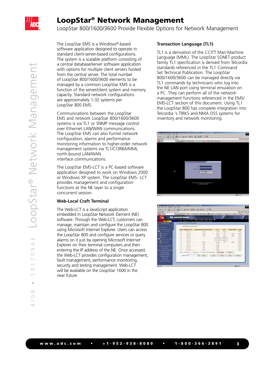 Loopstar, Network management | ADC LoopStar 1600 User Manual | Page 3 / 4