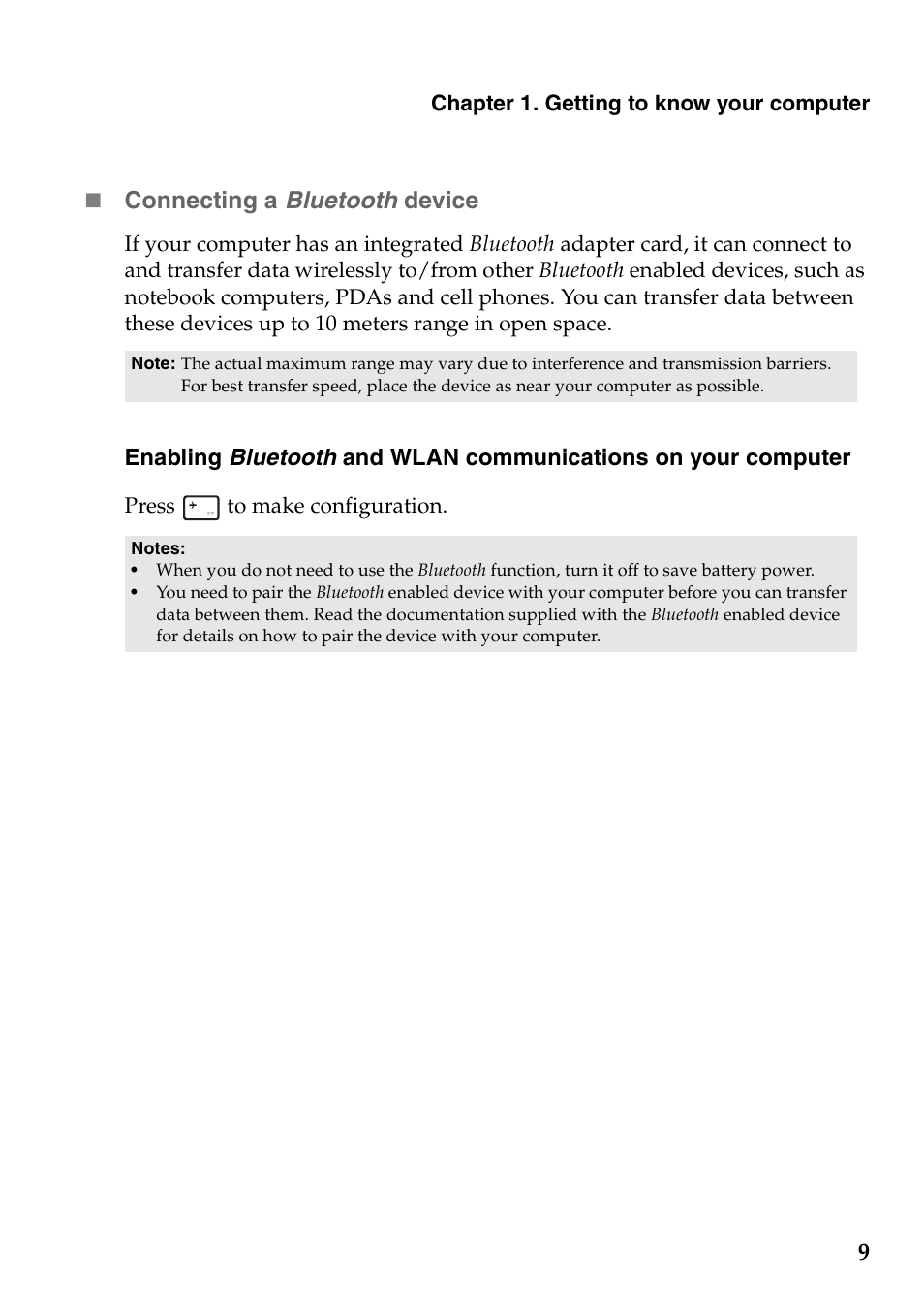 9 connecting a bluetooth device | Lenovo G510s Touch Notebook User Manual | Page 13 / 48