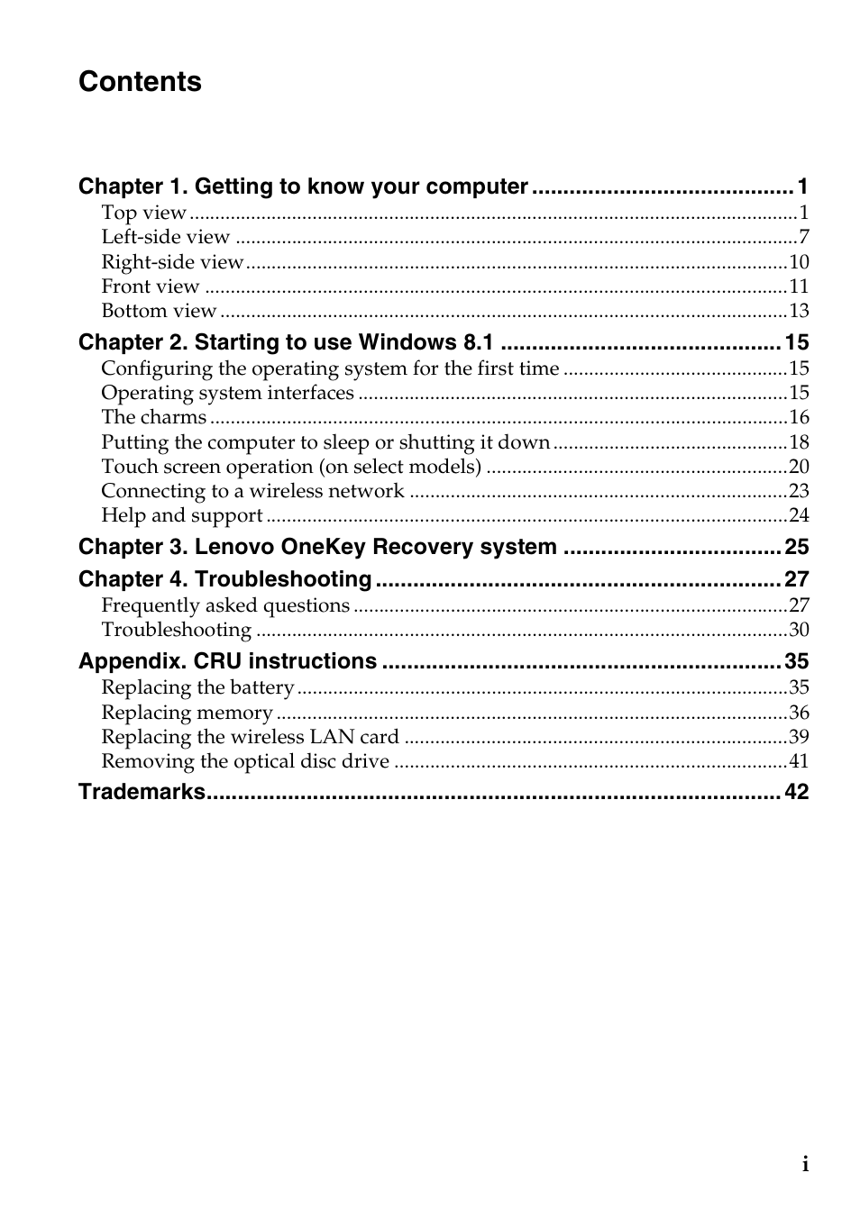 Lenovo G510s Touch Notebook User Manual | Page 3 / 48