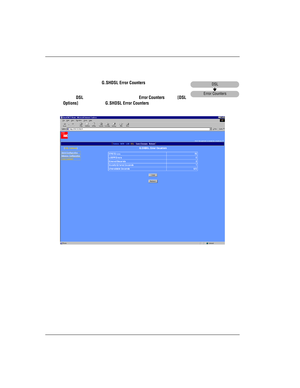 View g.shdsl error counters | ADC MM701G User Manual | Page 102 / 168