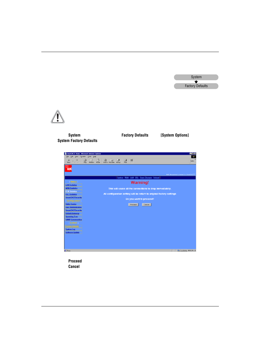 Reset to factory defaults | ADC MM701G User Manual | Page 106 / 168