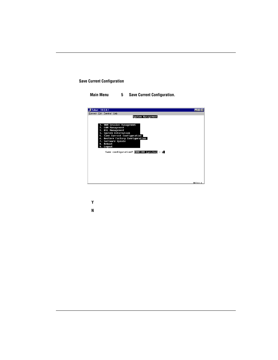 Saving the current configuration, Saving the current, Aving | Urrent, Onfiguration | ADC MM701G User Manual | Page 139 / 168