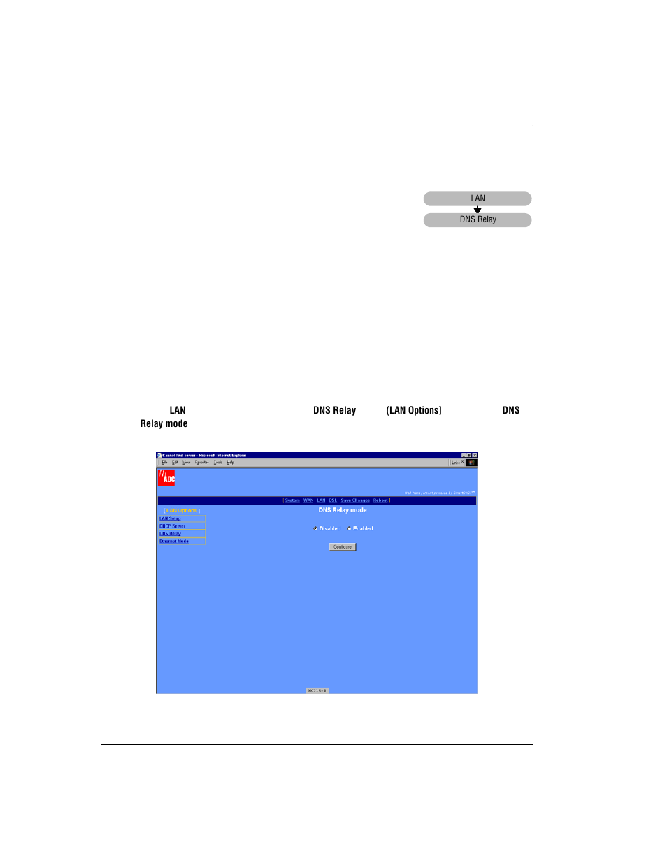 Configure dns relay mode, Dns r, Onfigure | Elay | ADC MM701G User Manual | Page 24 / 168
