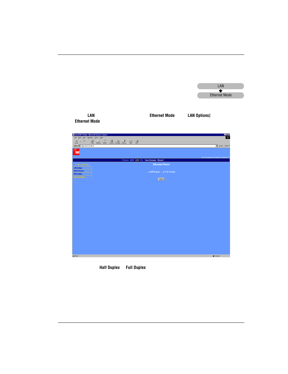 Configure the ethernet port mode, Onfigure, Thernet | ADC MM701G User Manual | Page 31 / 168