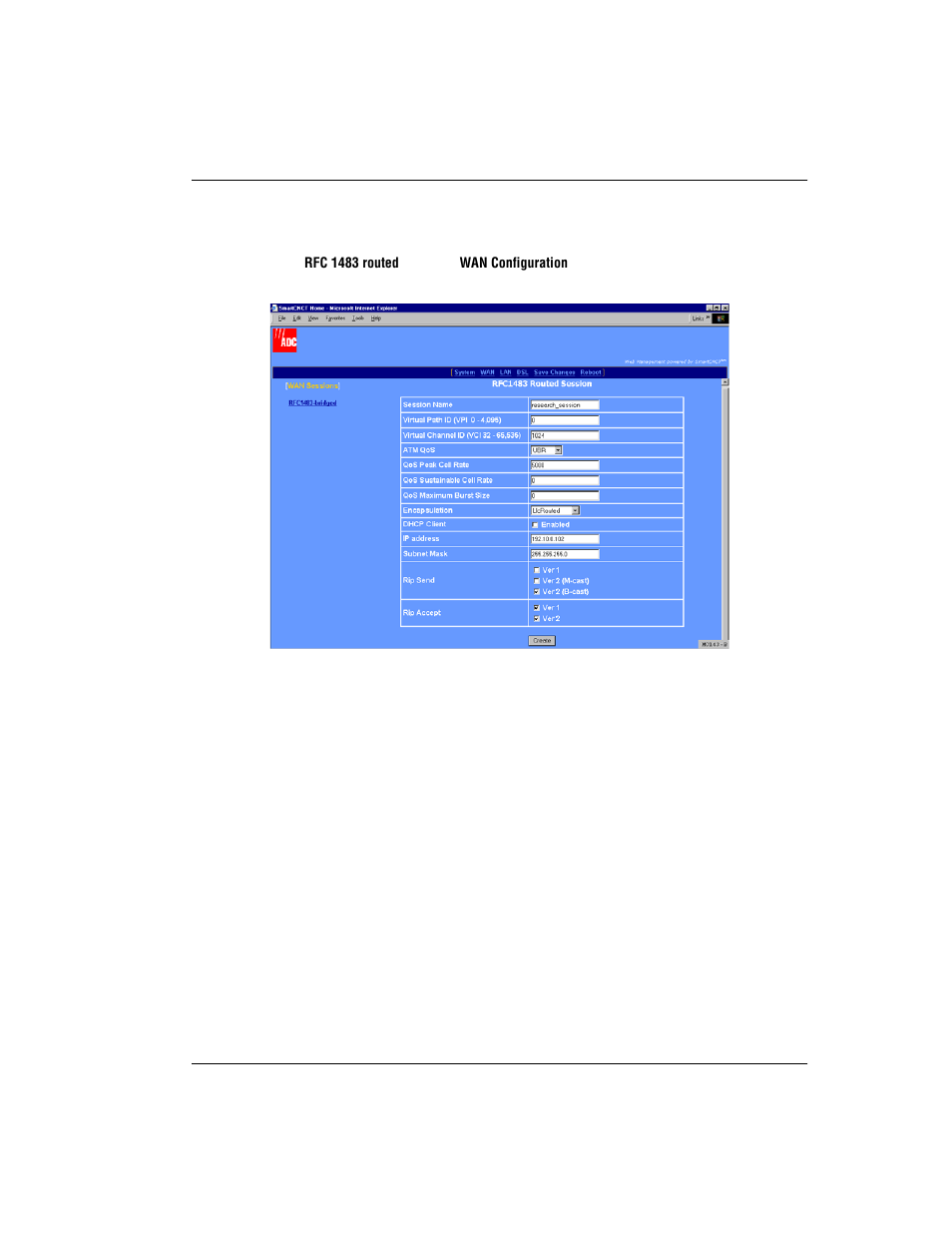 Set up an rfc 1483 routed session | ADC MM701G User Manual | Page 37 / 168