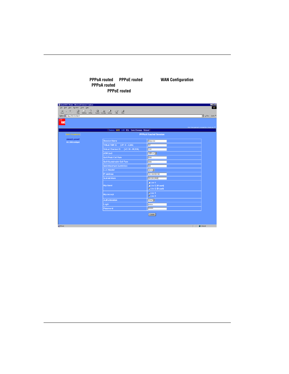 Set up a pppoa or pppoe routed session | ADC MM701G User Manual | Page 40 / 168