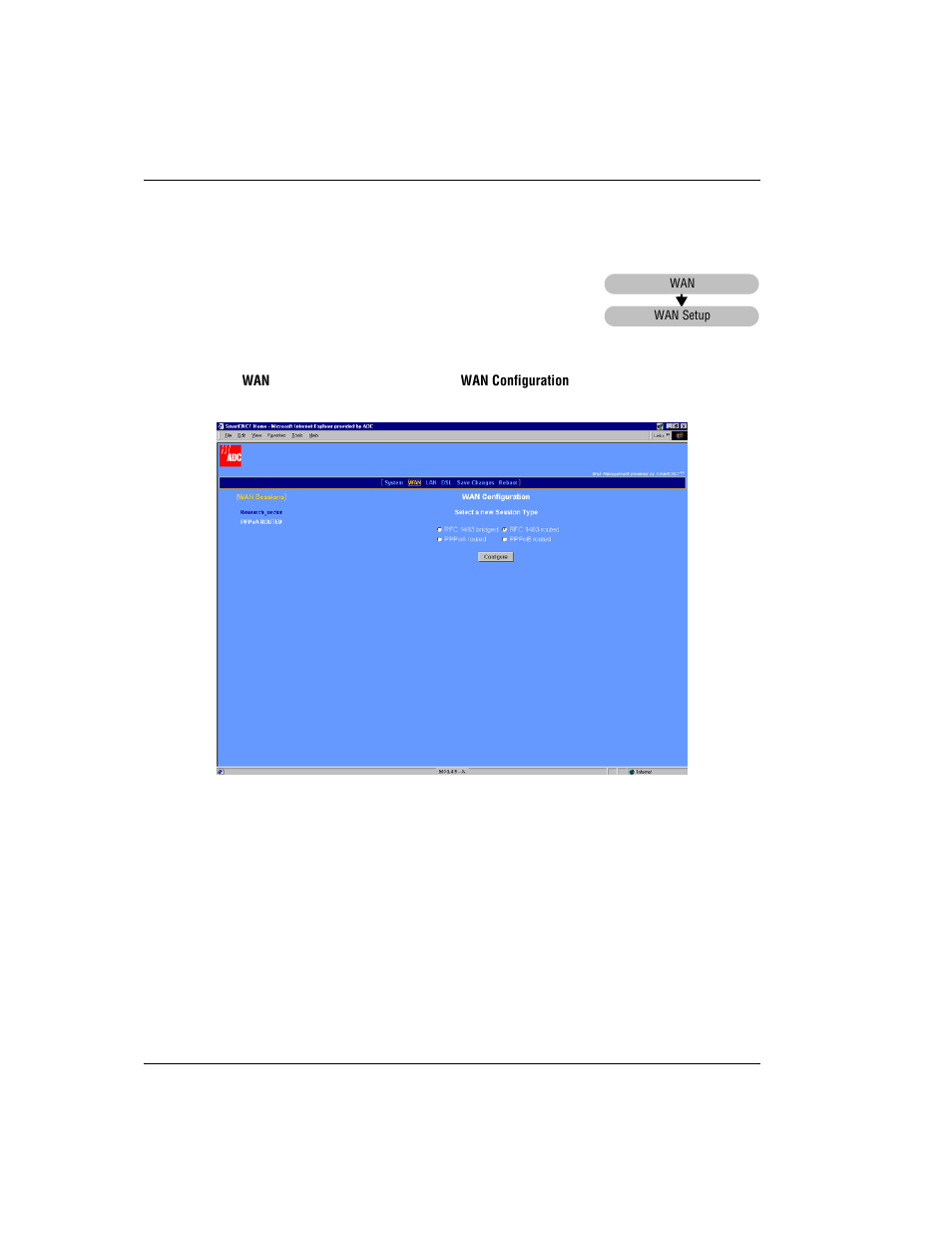 Edit a wan session, Wan s, Ession | ADC MM701G User Manual | Page 44 / 168