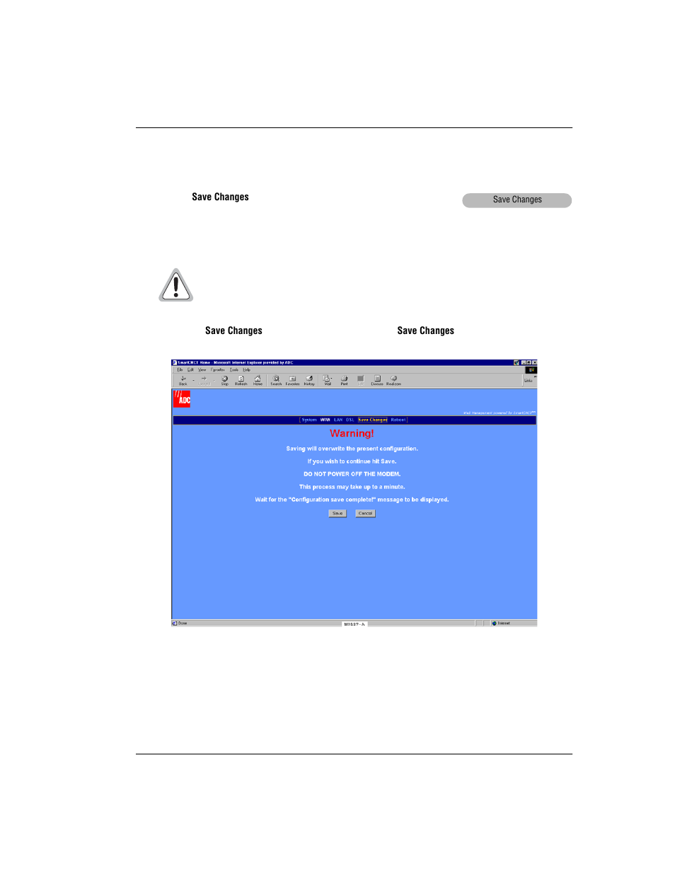 Saving changes, Aving, Hanges | ADC MM701G User Manual | Page 61 / 168