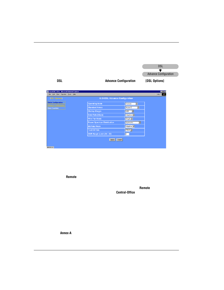 Complete a dsl advanced configuration, Dsl a, Omplete | Dvanced, Onfiguration | ADC MM701G User Manual | Page 68 / 168