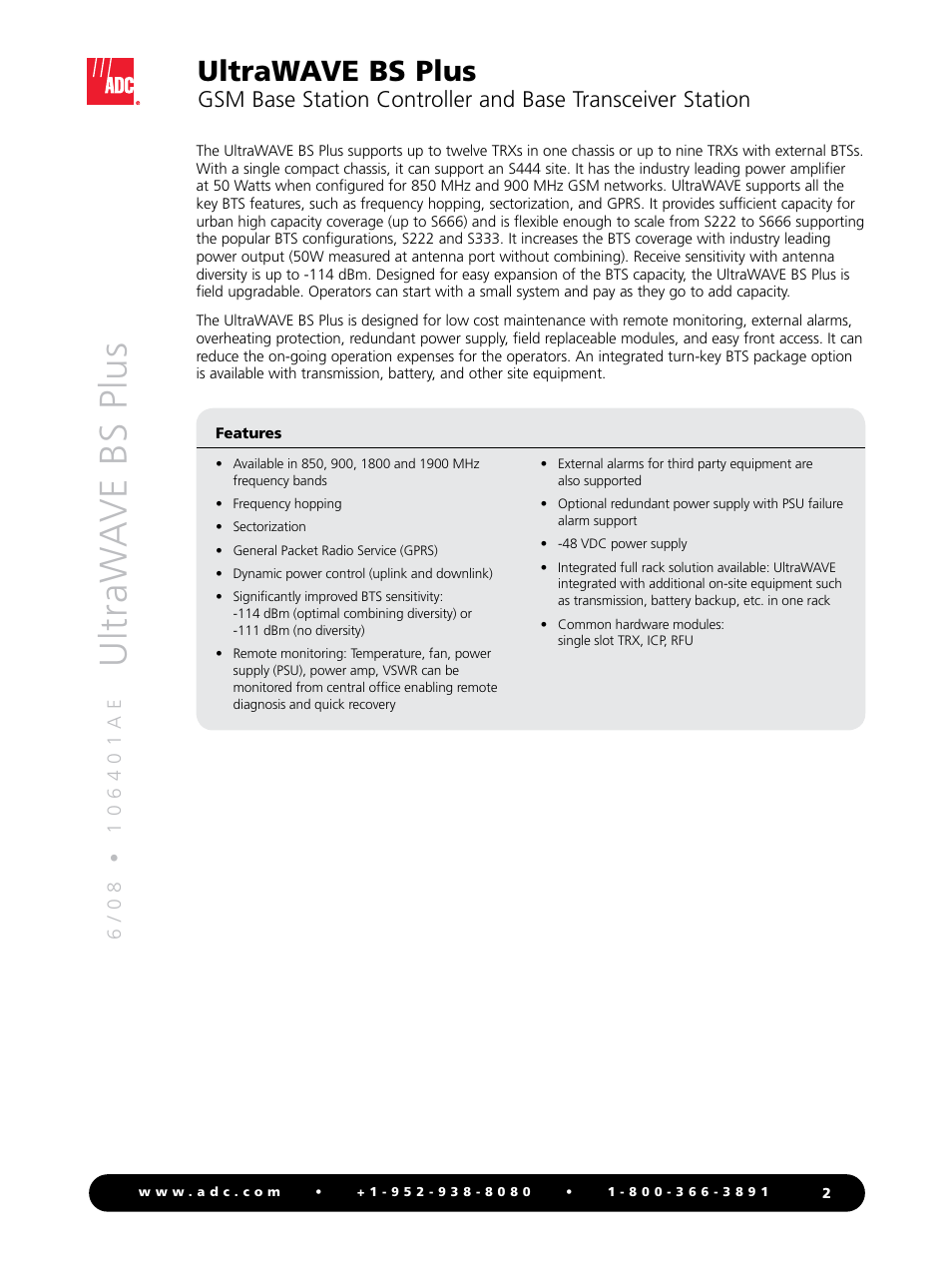 Ultraw a ve bs plus, Ultrawave bs plus | ADC UltraWAVE WAVE BS Plus User Manual | Page 2 / 4