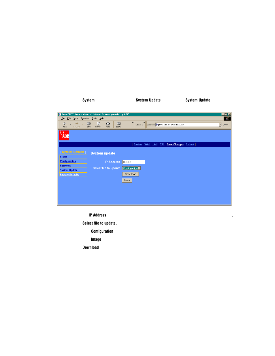 Update system software | ADC Modem MM701G User Manual | Page 27 / 108