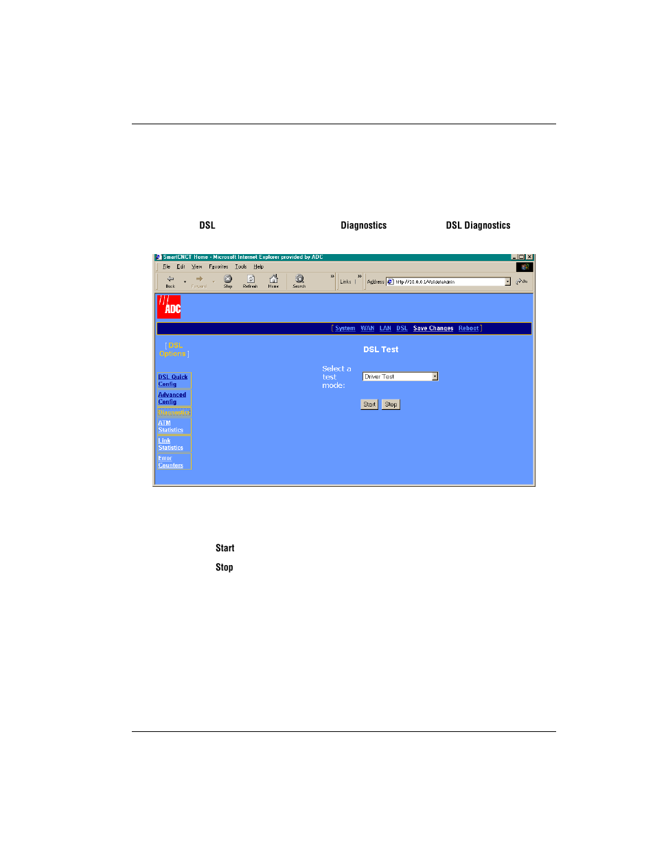 Test dsl | ADC Modem MM701G User Manual | Page 39 / 108