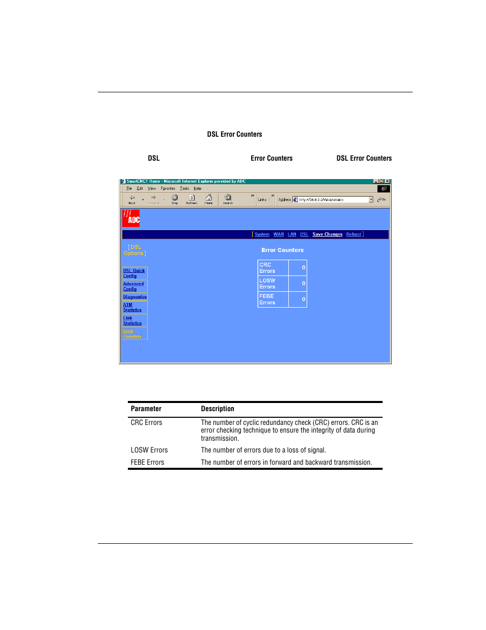 View error counters | ADC Modem MM701G User Manual | Page 43 / 108