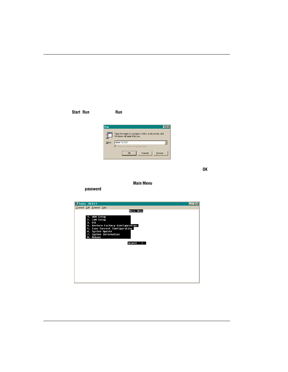 Setting up a telnet session, Etting, Elnet | Ession | ADC Modem MM701G User Manual | Page 50 / 108