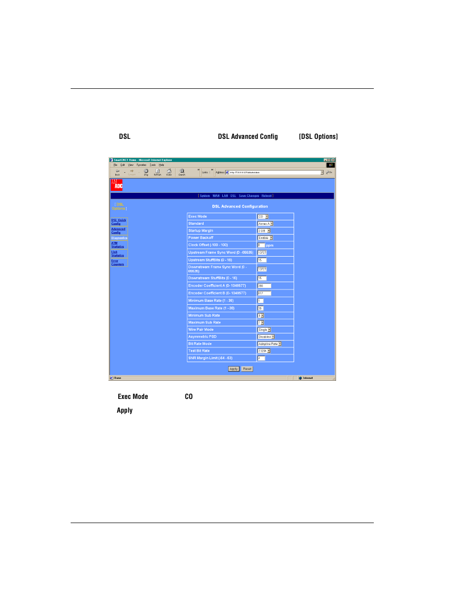 Configuring the co modem, Co m, Onfiguring the | Odem | ADC Modem MM701G User Manual | Page 78 / 108