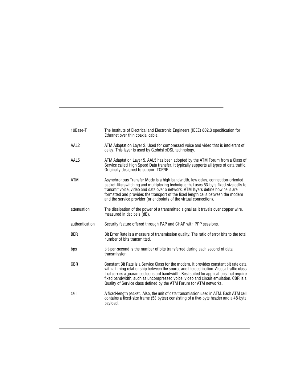 Glossary, Lossary | ADC Modem MM701G User Manual | Page 97 / 108