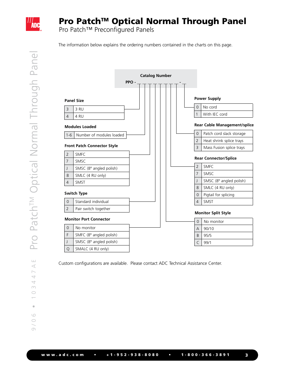 Pr o p at ch, Pro patch, Optical normal through panel | Pro patch™ preconfigured panels | ADC Optical Normal Through Panel Pro Patch User Manual | Page 3 / 4