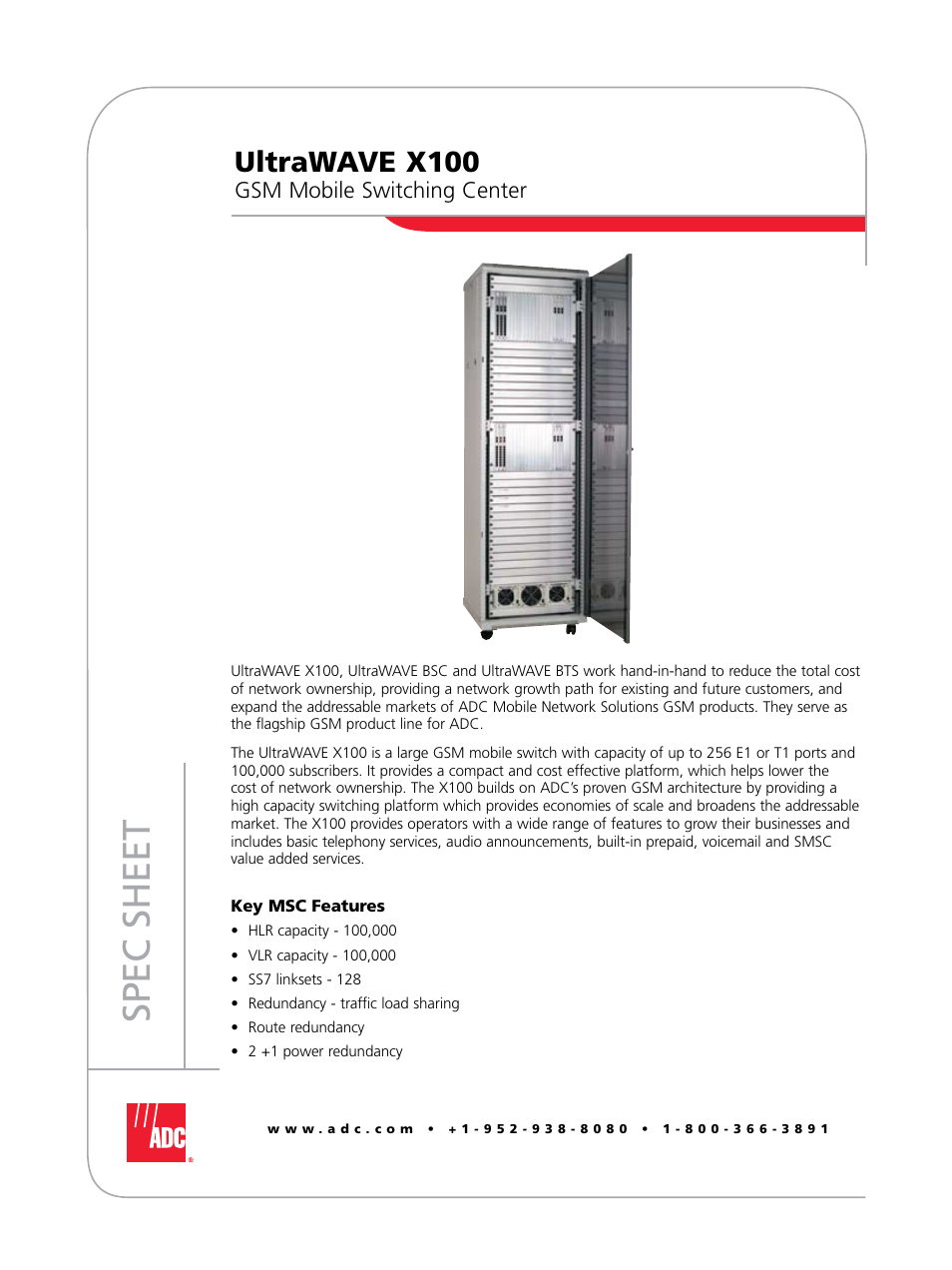 ADC UltraWAVE X100 User Manual | 4 pages